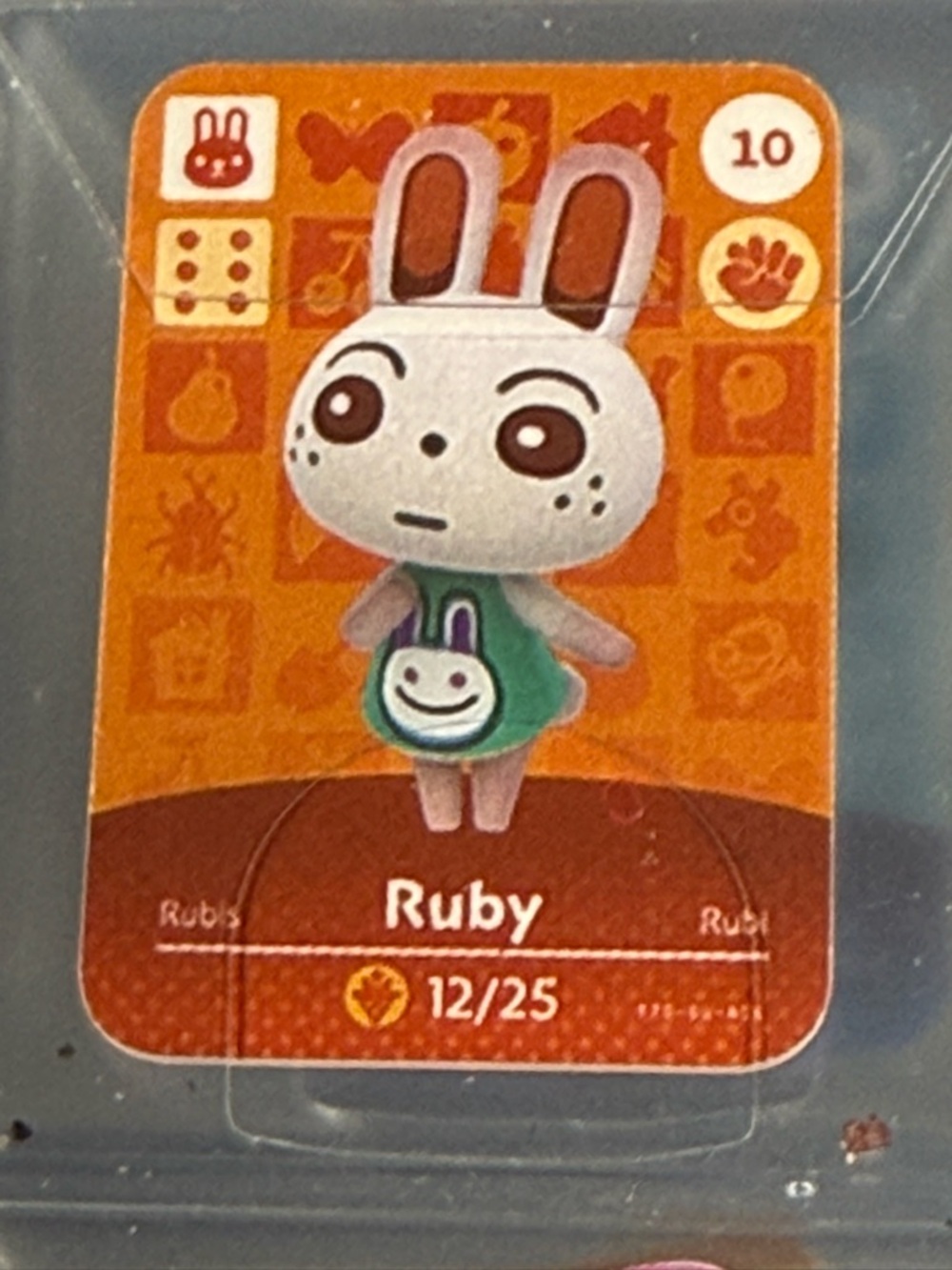 Ruby Animal Crossing #10 New Horizons Amiibo NFC Mini Card VG